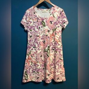 Issac Mizrahi- Floral Print Short Sleeve Dress